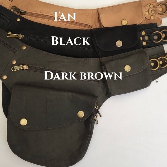 Hip bag belt / festival pouch belt / real leather belt bag/ Fanny pack - Picture 9 of 9